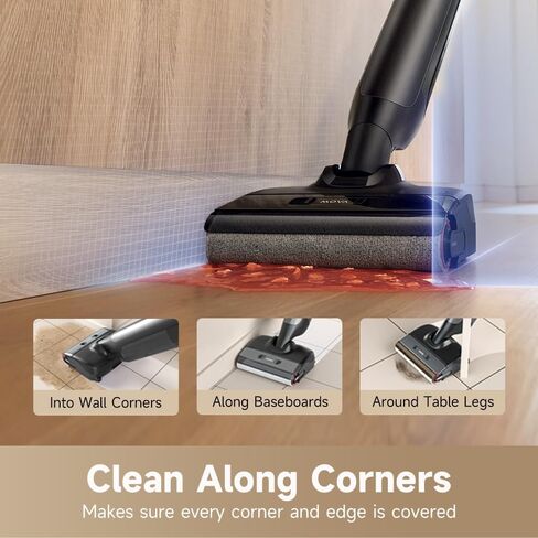 Mova X4 Pro Pro Prot Dry Cleaner ، 20000pa pacuum mop مع تشابك صفر ، ماء ساخن للتطهير من الفوضى اللزجة ، 194 ℉ تجفيف الهواء الساخن ، 180 درجة ، محطات شحن مسطحة ، شحن LED ، شاشة LED in Kuwait