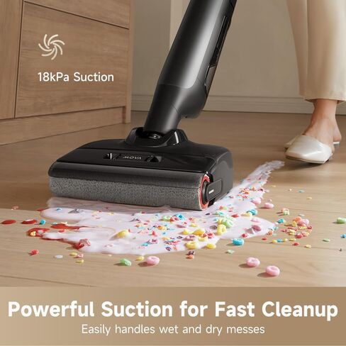 Mova X4 Pro Pro Prot Dry Cleaner ، 20000pa pacuum mop مع تشابك صفر ، ماء ساخن للتطهير من الفوضى اللزجة ، 194 ℉ تجفيف الهواء الساخن ، 180 درجة ، محطات شحن مسطحة ، شحن LED ، شاشة LED in Kuwait