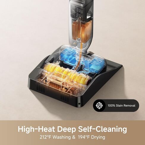 Mova X4 Pro Pro Prot Dry Cleaner ، 20000pa pacuum mop مع تشابك صفر ، ماء ساخن للتطهير من الفوضى اللزجة ، 194 ℉ تجفيف الهواء الساخن ، 180 درجة ، محطات شحن مسطحة ، شحن LED ، شاشة LED in Kuwait