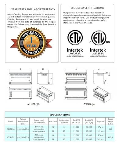ATOSA US CookRite ATSB-36 Commercial Cheese Melter Salamander Broiler Infrared Raclette Countertop Grill Natural Gas 36-43,000 BTU in Saudi Arabia