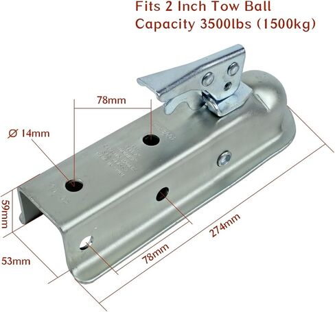 Trailer Coupler 2 X 2 Hitch Ball Coupling Straight Tongue 3500 Lbs RV Parts Camper Caravan Accessories in Saudi Arabia
