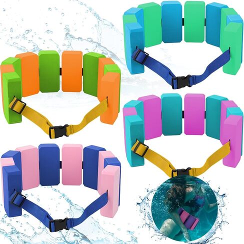 4 Pcs Swim Belts Flotation Belts Waist Belts Bubble EVA Foam Safety Training Back Floating Board with Adjustable Belt for Adults Beginners Water Aerobics and Pool Exercise, Random Color in Saudi Arabia