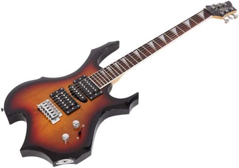 GLARRY Electric Guitar Buring Flame Design HSH Pickup for Beginner Right Hand with 20W AMP, Cable, Strap, Bag, Tremolo Arm and Accessories (Red) in Kuwait