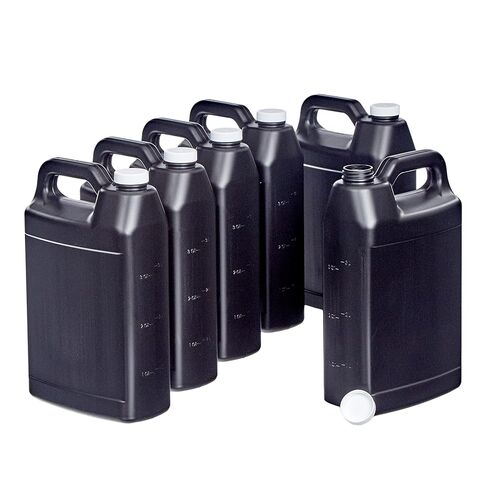 Hudson Exchange 1 Gallon (6 Pack) Large F-Style Plastic Jug Container Bottle with Cap, Food Grade BPA Free HDPE, Black, (1003+1106-3) in Kuwait