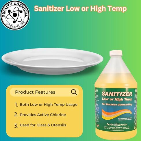 Quality Chemical Chloro-Guard Chlorine Low Temp Dish Sanitizer for Machine Dishwashing, Bulk Sanitizer - Gallon Refill for Cleaning and Sanitizing 128 oz (pack of 1) in Saudi Arabia