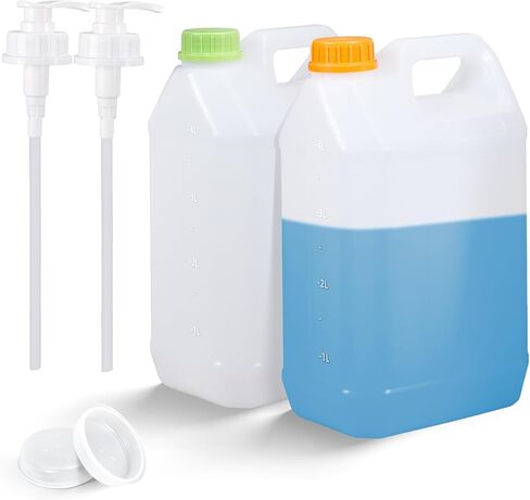 ASEVAT Gallon Water Jugs with Caps Square Heavy-Duty HDPE Carboy F-Style Plastic Jug Water Storage Container Plastic Gallon Containers with Lids for Water, Sauces, Beverage, Liquids Liquids Laundry in Kuwait