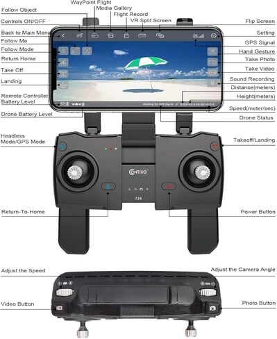 Contixo F28 GPS Drone with Camera for Adults Beginners, Foldable FPV Drone with Auto Follow, One Key Return, Waypoint Flight, Selfie Mode, 23 Min Flight Time, Carrying Case, No FAA Registration in Kuwait