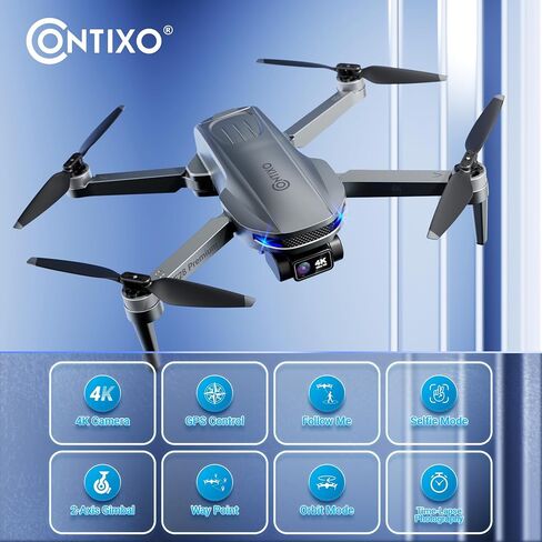 Contixo F23 GPS Drone With Camera, 46 Min Flight Time, 4.5" Screen Remote, Follow Me, Waypoints, 5GHz FPV Transmission, Return to Home, Hand Gestures, Orbit Mode Foldable Drones For Teens & Adults in Saudi Arabia