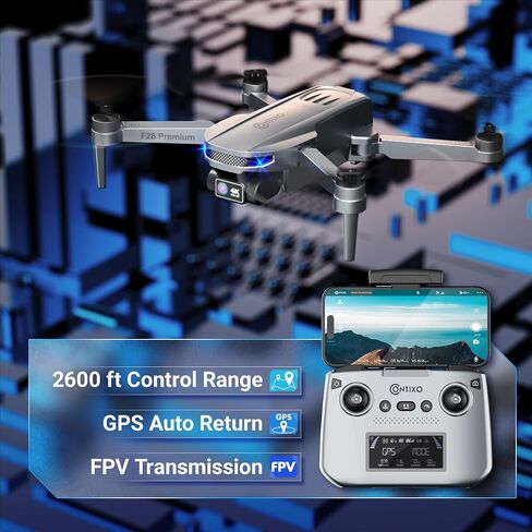 Contixo F23 GPS Drone With Camera, 46 Min Flight Time, 4.5" Screen Remote, Follow Me, Waypoints, 5GHz FPV Transmission, Return to Home, Hand Gestures, Orbit Mode Foldable Drones For Teens & Adults in Saudi Arabia