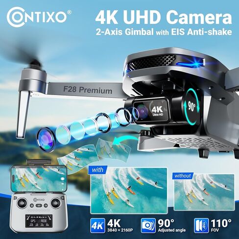 Contixo F23 GPS Drone With Camera, 46 Min Flight Time, 4.5" Screen Remote, Follow Me, Waypoints, 5GHz FPV Transmission, Return to Home, Hand Gestures, Orbit Mode Foldable Drones For Teens & Adults in Saudi Arabia