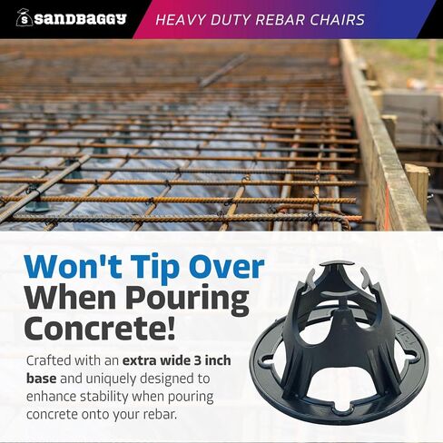Sandbaggy Plastic Rebar Support Chairs - Elevates #3 to #5 Rebar 1" or 1-1/4" - Concrete Chair and Steel Wire Mesh (4000, 1" - 1.25") in Saudi Arabia