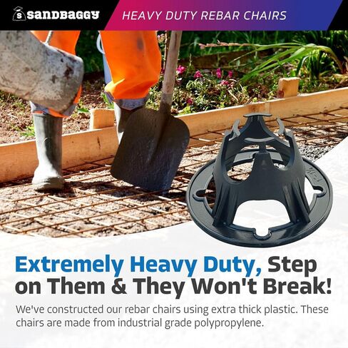 Sandbaggy Plastic Rebar Support Chairs - Elevates #3 to #5 Rebar 1" or 1-1/4" - Concrete Chair and Steel Wire Mesh (4000, 1" - 1.25") in Saudi Arabia