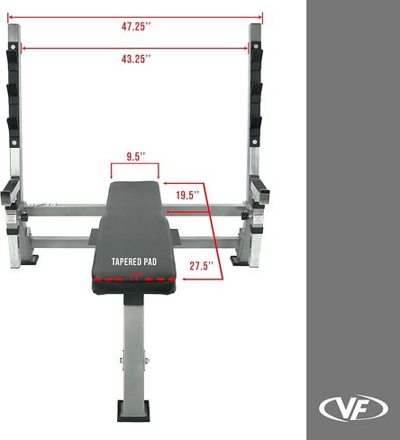 Valor Fitness Olympic Bench Press Station مع رف القرفصاء - أذرع نصاب قابلة للتعديل ، وصيد السلامة ، وتخزين الألواح - سعة 500 رطل للتدريب على قوة الصالة الرياضية المنزلية in Saudi Arabia