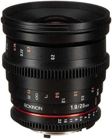 Rokinon 20mm T1.9 Cine DS AS ED UMC Wide Angle Cine Lens for Canon EF | Cinema lens provides smooth manual focus and consistent optical performance for professional video production. in Saudi Arabia