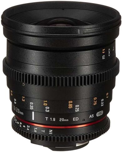 Rokinon 20mm T1.9 Cine DS AS ED UMC Wide Angle Cine Lens for Canon EF | Cinema lens provides smooth manual focus and consistent optical performance for professional video production. in Saudi Arabia