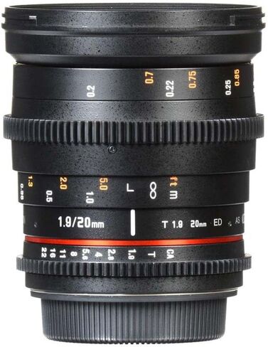 Rokinon 20mm T1.9 Cine DS AS ED UMC Wide Angle Cine Lens for Canon EF | Cinema lens provides smooth manual focus and consistent optical performance for professional video production. in Saudi Arabia
