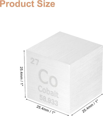 مكعب Uxcell Cobalt ، 1 بوصة مكعبات المكعبات المعدنية المكعبات المعدنية عالية الكثافة لعناصر كيميائية لتطبيق تجربة تعليم العلوم ، الفضة in Kuwait