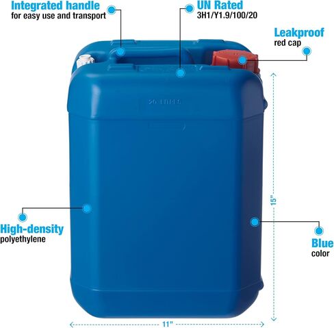 Hudson Exchange 5 جالون (20 لتر) معالجة حاوية مع CAP ، HDPE ، الأزرق in Saudi Arabia