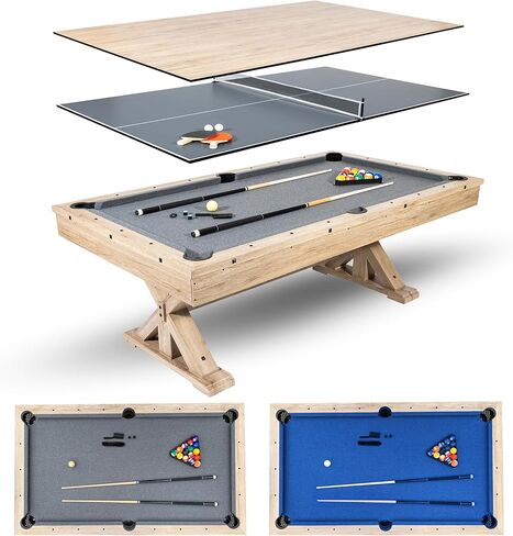 7 FT 3 in 1 Multi Game Pool Table with Dining Top Ping Pong Table Combo, Includes Pool Table Accessories and Tennis Paddles. in Kuwait