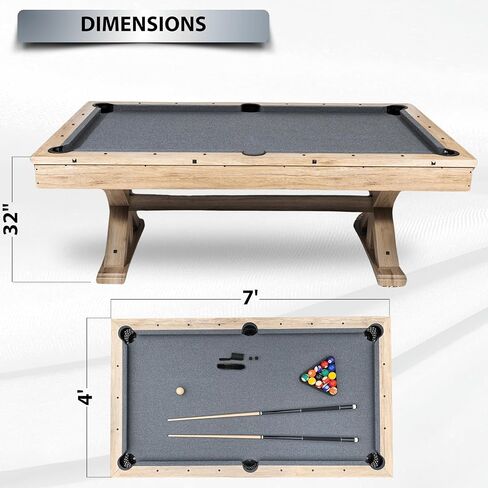 7 FT 3 in 1 Multi Game Pool Table with Dining Top Ping Pong Table Combo, Includes Pool Table Accessories and Tennis Paddles. in Kuwait