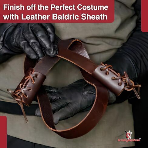 RERHORE REPLICAS ™ الجلود البلادي في العصور الوسطى غمد الظهر للسيوف - حامل سيف قابل للتعديل ودائم in Kuwait