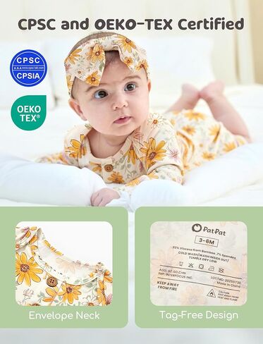 PATPAT Baby Sleeper Gown with Bamboo Viscose for Newborn Girls Boys, Knotted Nightgown with Mittens for Infant Home Coming in Saudi Arabia