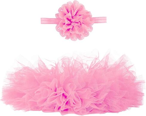 Angla 2pcs Flower Headband Tutu Skirt for Newborn Baby Girl (Yellow), Medium in Saudi Arabia