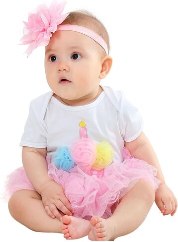 Angla 2pcs Flower Headband Tutu Skirt for Newborn Baby Girl (Yellow), Medium in Saudi Arabia