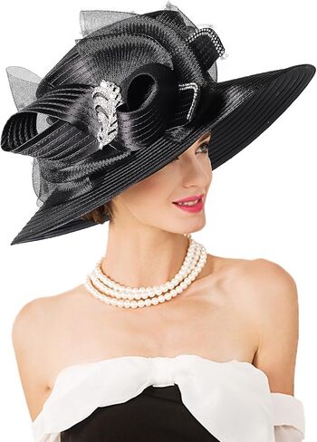 Women Derby Church Dress Fascinator Wide Brim Hats 1920s Vintage Tea Party Wedding Cloche Bowler Hats in Saudi Arabia