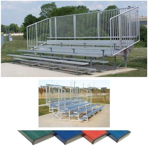 4 Row 15 ft. Vertical Picket Bleacher, Green in Saudi Arabia