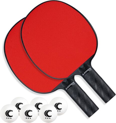Cannon Sports Rubber Face Tennis Tennis Tennis Paddle Set - مضاربان مع 6 عبوات من كرات التنس من 3 نجوم - مجموعة محمولة لاعبين لاعبين in Saudi Arabia