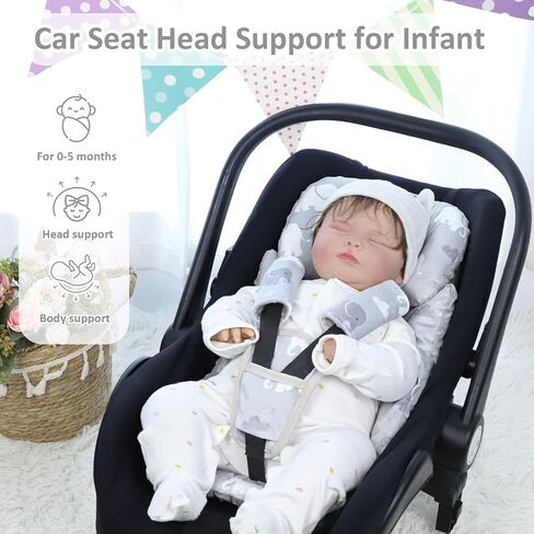 TANOFAR Car Seat Head Support Baby - Infant Car Seat Insert for Newborn Girls Boys - Soft Carseat Head Support for Infant - Newborn Carseat Insert for Car Seats, Strollers, Swings (Purple Floral) in Saudi Arabia