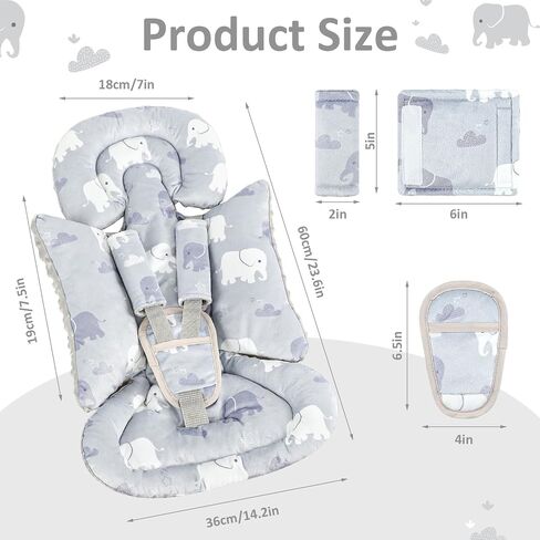 TANOFAR Car Seat Head Support Baby - Infant Car Seat Insert for Newborn Girls Boys - Soft Carseat Head Support for Infant - Newborn Carseat Insert for Car Seats, Strollers, Swings (Purple Floral) in Saudi Arabia