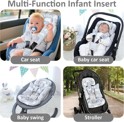 TANOFAR Car Seat Head Support Baby - Infant Car Seat Insert for Newborn Girls Boys - Soft Carseat Head Support for Infant - Newborn Carseat Insert for Car Seats, Strollers, Swings (Purple Floral) in Saudi Arabia