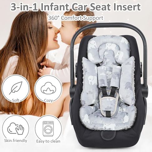 TANOFAR Car Seat Head Support Baby - Infant Car Seat Insert for Newborn Girls Boys - Soft Carseat Head Support for Infant - Newborn Carseat Insert for Car Seats, Strollers, Swings (Purple Floral) in Saudi Arabia