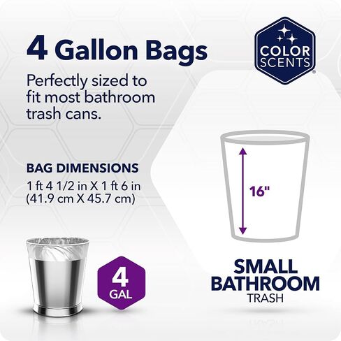 Color Scents Small Trash Bags - 4 Gallon, 480 Total Bags (8 Packs of 60 Count), Twist Tie - Lavender bag in Lavender Scent with Microban in Kuwait