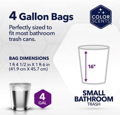 Color Scents Small Trash Bags - 4 Gallon, 480 Total Bags (8 Packs of 60 Count), Twist Tie - Lavender bag in Lavender Scent with Microban in Kuwait