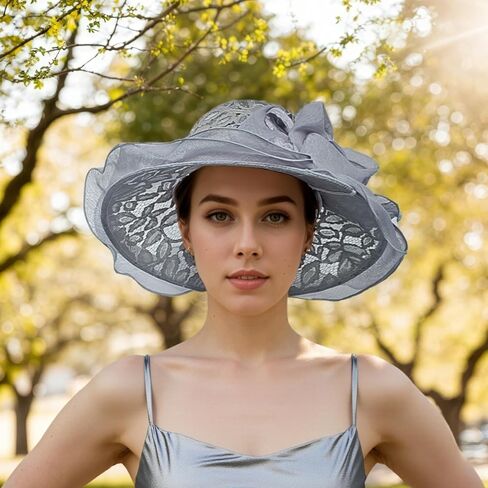 Lace Women Sun Hat, Elegant Flower Wide Brim Adjustable Flower Sun Protection Hat Foldable Summer Beach Bucket Cap in Kuwait