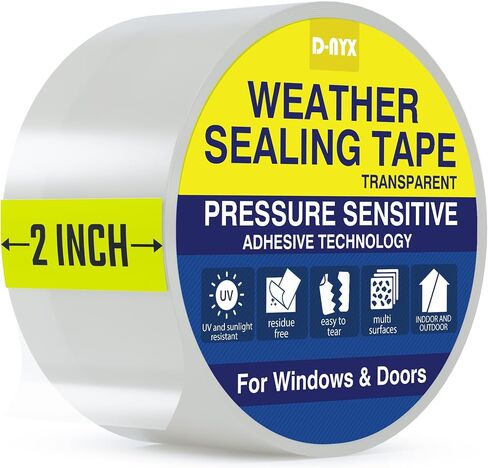 Window Sealing Tape 1 Pack Transparent Sealing Heavy-Duty Residue-Free RV Insulation for Doors and Windows, Clear Weather Stripping Draft Isolation Tape (1 Pack 2 inch) in Kuwait