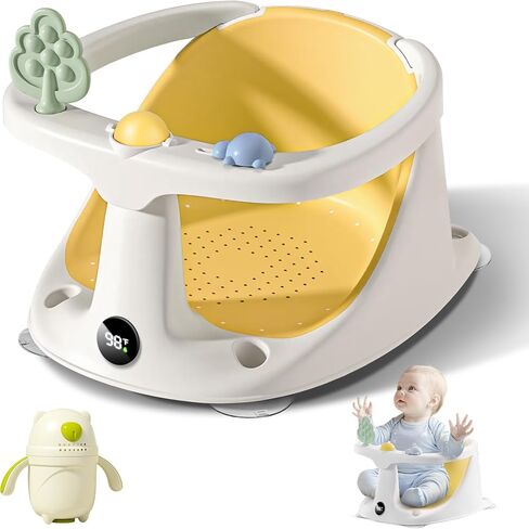 Coldew Baby Bath Seat for Babies 6 Months & Up, Non-Slip Toddler Bath Seat for Baby Sitting Up, Safe Baby Bath tub Seat with Suction Cups, Soft Cushion, Baby Bath Chair Gray in Saudi Arabia