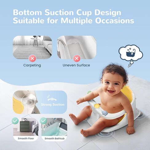 Coldew Baby Bath Seat for Babies 6 Months & Up, Non-Slip Toddler Bath Seat for Baby Sitting Up, Safe Baby Bath tub Seat with Suction Cups, Soft Cushion, Baby Bath Chair Gray in Saudi Arabia