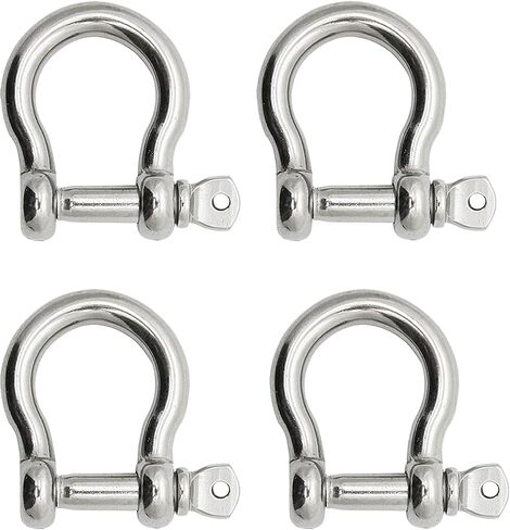 Bow Shackle Reedny 304 Stainless Steel 5/32", 1/4", 5/16",3/8", 1/2", 9/16" Heavy Duty D Ring Shackles Screw Pin Anchor Shackle for Chains Wirerope, Boat, Accessories (5/32'' 4Pcs) in Kuwait