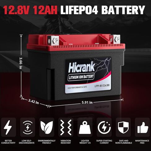 YTX9-BS ، 2x Cranking Power ، 5x Life ، Lithium LifePo4 Potorcycle Battery ، 280 CCA ، Digital Readout ، PowerSports Battery ، Matv for ATV ، UTV ، 4 Wheeler ، Seadoo ، Polaris ، Lawn Mower ، Generator in Kuwait