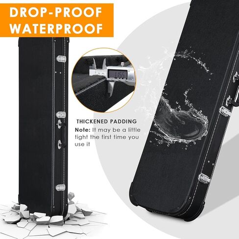 Ktaxon Electric Guitar Hard Case, Rectangle Wooden Standard 39-Inch Electric Guitars Hard-Shell Protective Carrying Case for KST/KTL/170 Model with Lock Latch Padding (Black) in Kuwait