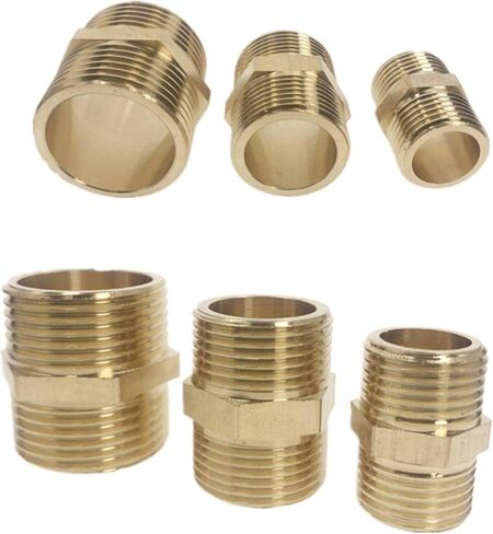 توصيل موصل Qinlu-brass تركيب 1/8 "1/4" 3/8 "1/2" 3/4 "1" أنابيب النحاس الأنبوب السداسي الملحوم بالمراتية سريعة المحول ذكور موصل الماء وموصل الغاز ، ومقاومة التآكل (3/8 ") in Saudi Arabia