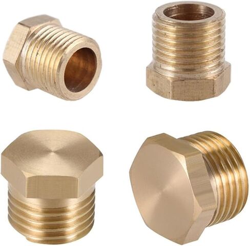 توصيل موصل Qinlu-brass تركيب 1/8 "1/4" 3/8 "1/2" BSP Male Thread Brass Pipe External Hex Hex Brass Cap Cap Plact Adapter CONCTURCE CONCERCER ، مقاومة التآكل (3/8 ") in Saudi Arabia