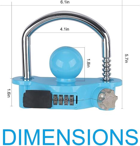 Yellow Trailer Hitch Lock with Combination Lock, fit 1-7/8", 2", 2-5/16" Coupler, Camper Accessories, for Trailer Truck RV SUV Boat in Saudi Arabia