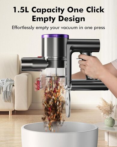 Cordless Vacuum Cleaner, 25kPA Vacuum Cleaners for Home, Stick Vac with Anti-Tangle Brush, 40 Mins Runtime, Lightweight, Versatile for Carpet, Hard Floor, Pet Hair (Purple) in Saudi Arabia
