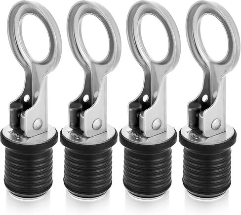 Amyhill 4 Pcs Boat Plugs Snap Handle Drain Plug for 1 Inch Diameter Marine Drain Twist Marine Boat Rubber Accessories(Silver) in Saudi Arabia