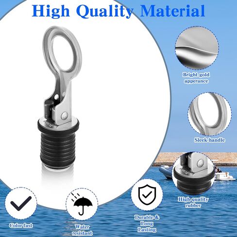 Amyhill 4 Pcs Boat Plugs Snap Handle Drain Plug for 1 Inch Diameter Marine Drain Twist Marine Boat Rubber Accessories(Silver) in Saudi Arabia